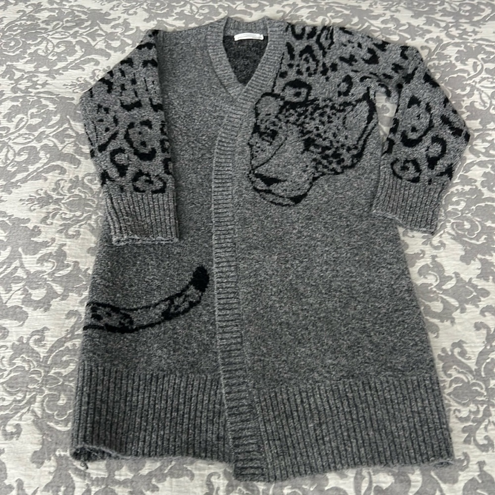 Anthropologie Animal Print Cardigan XS